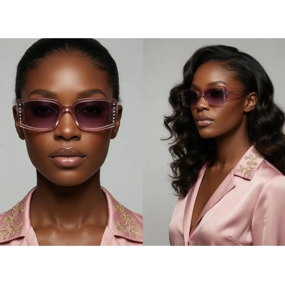 Pink Rectangular Sunglasses Women Streetwear Aesthetic Hip Hop Festival Eyewear